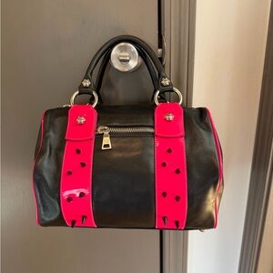 Ruthie Davis Black and Pink Satchel